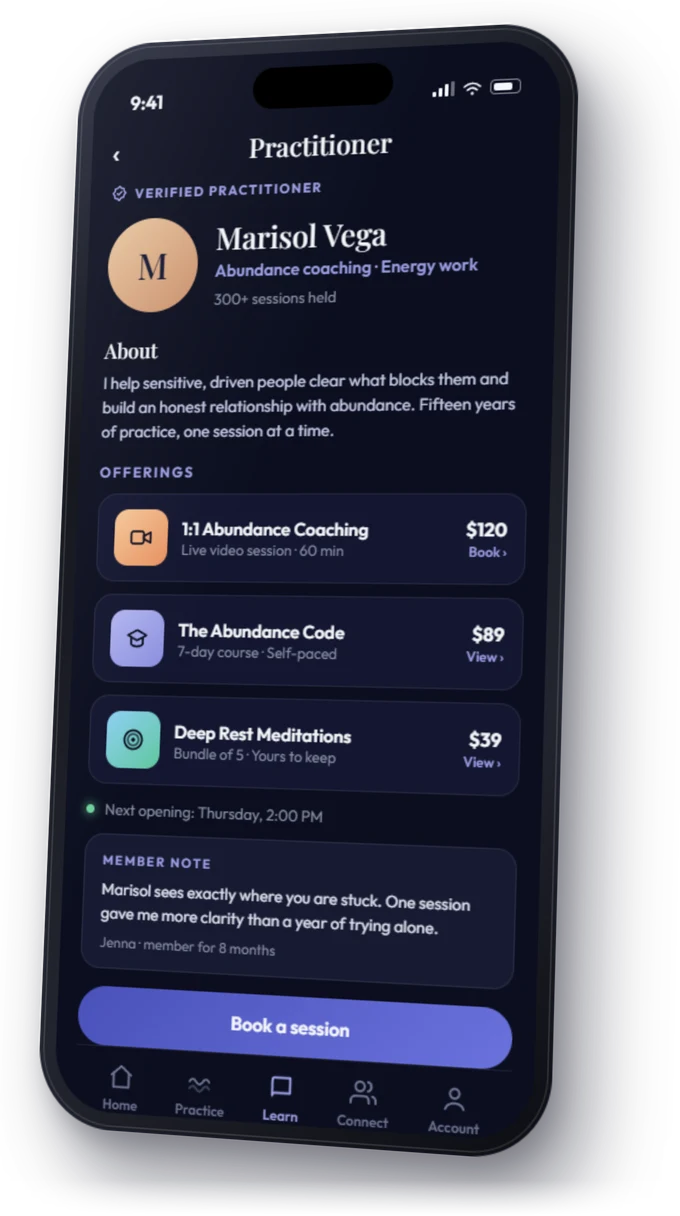 A practitioner profile in the Ascencious app